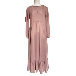 Forever 21 blush pink sheer embroidered peasant dress